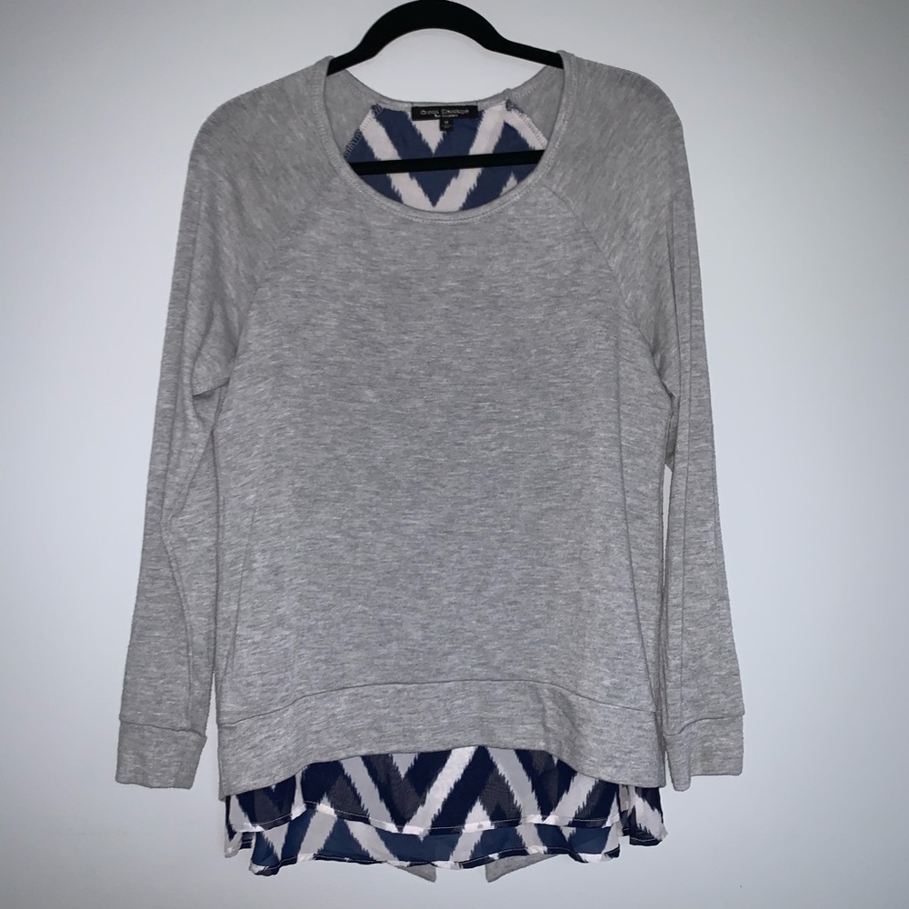 Grey and Navy Chevron Top